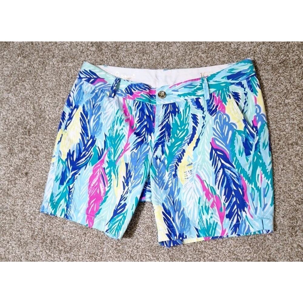 Lilly Pulitzer The Jayne Shorts Women’s 10 Bright Tropical Leafy Colors Pockets